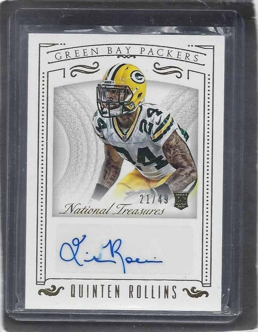 QUINTEN ROLLINS 2015 PANINI NATIONAL TREASURES GOLD PACKERS AUTO RC #D 21/49