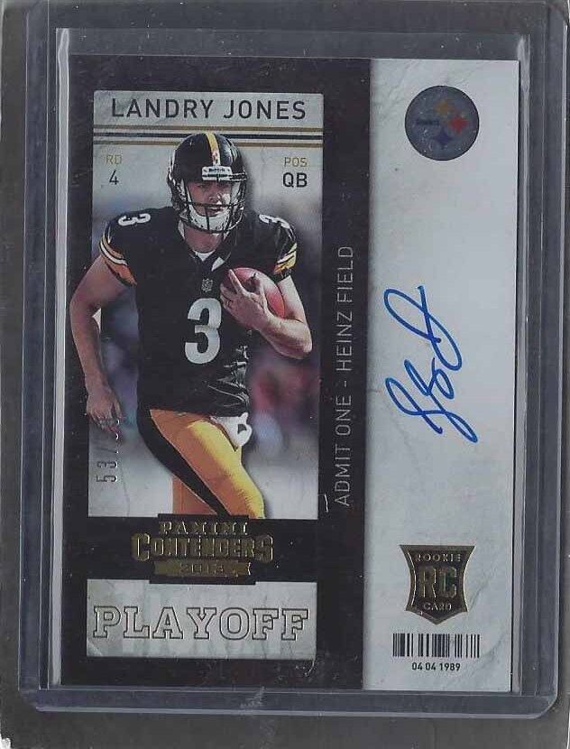 LANDRY JONES 2013 CONTENDERS PLAYOFF TICKET STEELERS ON CARD AUTO RC #D 53/99
