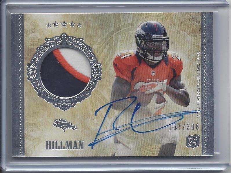 RONNIE HILLMAN 2012 TOPPS FIVE 5 STAR 3 COLOR BRONCOS PATCH AUTO RC #D 157/300