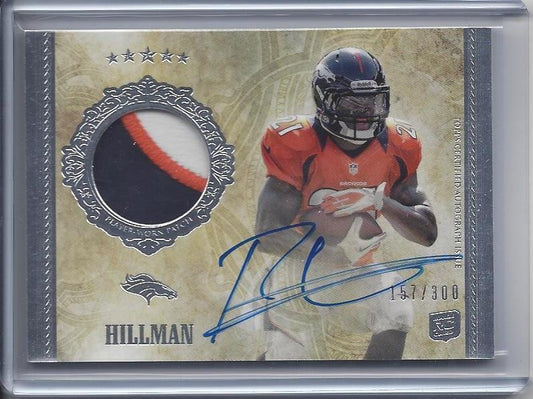 RONNIE HILLMAN 2012 TOPPS FIVE 5 STAR 3 COLOR BRONCOS PATCH AUTO RC #D 157/300