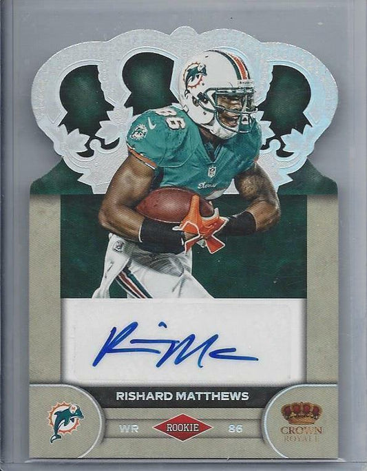 RISHARD MATTHEWS 2012 CROWN ROYALE SILVER FOIL DIE CUT ROOKIE AUTO RC #D 5/149