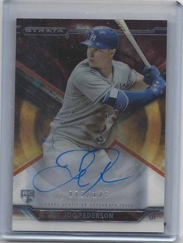 JOC PEDERSON 2015 TOPPS STRATA DODGERS ON CARD ROOKIE AUTO RC #D 75/125