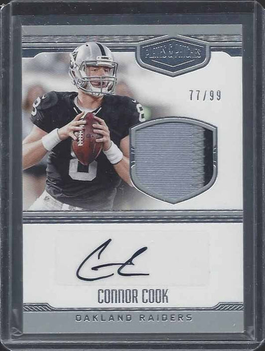 CONNOR COOK 2016 PLATES & PATCHES RAIDERS RPA 2 COLOR ROOKIE PATCH AUTO RC /99