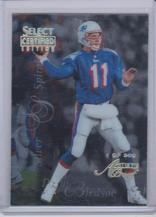 DREW BLEDSOE 1996 SELECT CERTIFIED SILVER SPIRALS RARE ARTISTS PROOF 1 OF 500