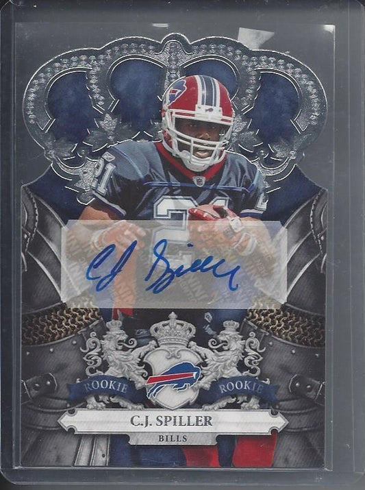 C.J. SPILLER 2010 CROWN ROYALE SILVER DIE CUT AUTO RC #D 84/299