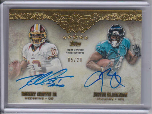 ROBERT GRIFFIN III JUSTIN BLACKMON 2012 TOPPS 5 FIVE STAR ON CARD AUTO RC # 5/20