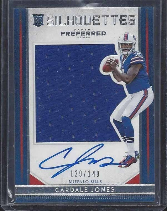 CARDALE JONES 2016 CROWN ROYALE PREFERRED SILHOUETTE JUMBO JERSEY AUTO RC /149