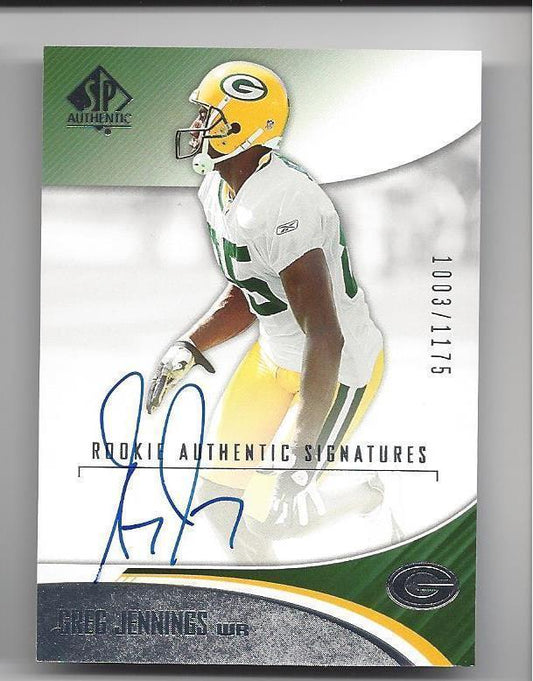 GREG JENNINGS 2006 SP AUTHENTIC ON CARD TRUE RC AUTO #D /1175