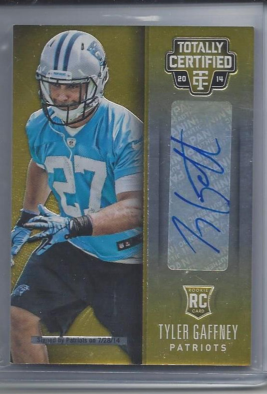 TYLER GAFFNEY 2014 TOTALLY CERTIFIED GOLD PATRIOTS ROOKIE AUTO RC #D 2/10
