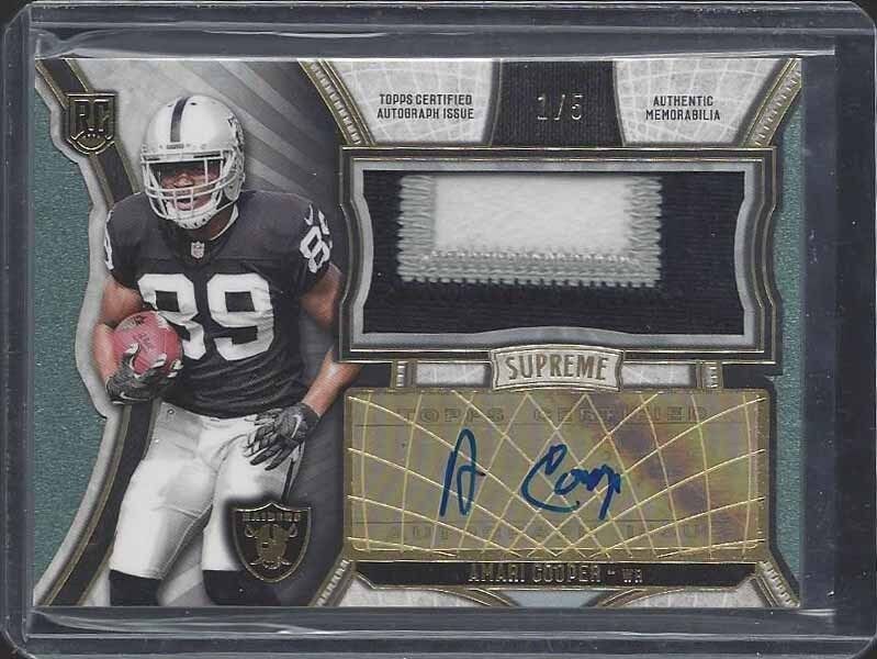AMARI COOPER 2015 TOPPS SUPREME GREEN JUMBO RPA 3 COLOR PATCH AUTO RC #D 1/5