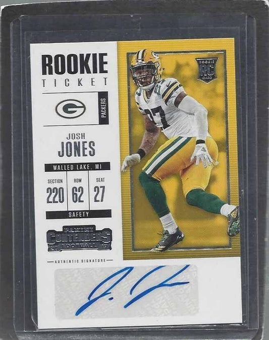 JOSH JONES 2017 CONTENDERS ROOKIE TICKET PACKERS AUTO RC #165