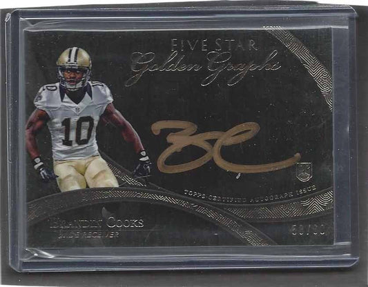 BRANDIN COOKS 2014 TOPPS 5 FIVE STAR GOLDEN GRAPHS GOLD ON CARD AUTO RC #D 58/60