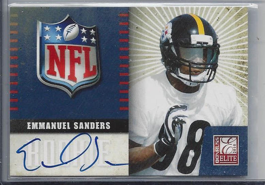 EMMANUEL SANDERS 2010 DONRUSS ELITE NFL SHIELD ON CARD AUTO RC #12