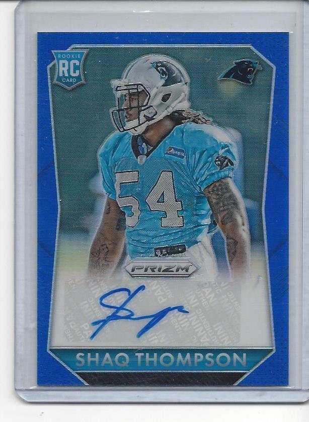 SHAQ THOMPSON 2015 PANINI PRIZM BLUE PRIZMS AUTO RC #D 59/149