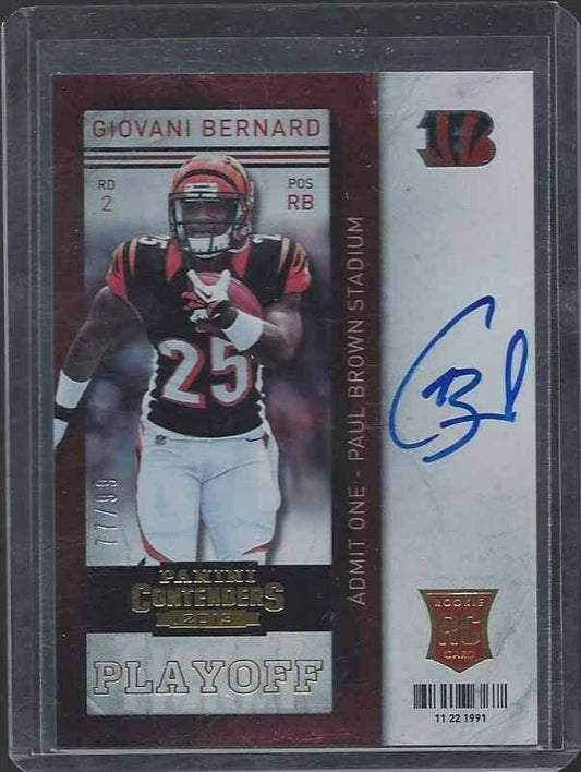 GIOVANI BERNARD 2013 CONTENDERS PLAYOFF TICKET VARIATION ON CARD AUTO RC #D /99