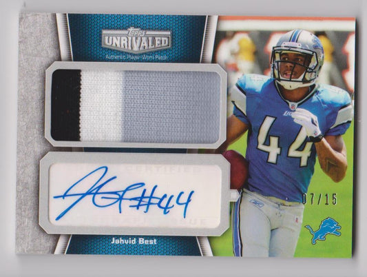 JAHVID BEST 2010 TOPPS UNRIVALED JUMBO 3 COLOR PATCH AUTO RC #D 7/15