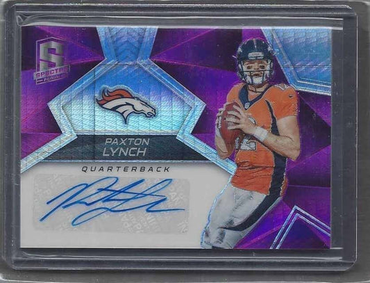 PAXTON LYNCH 2017 PANINI SPECTRA NEON PINK PRIZM AUTO #D 3/5