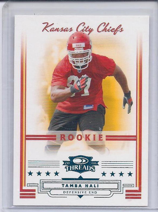 TAMBA HALI 2006 DONRUSS THREADS BLUE PARALLEL CHIEFS RC #D 89/200