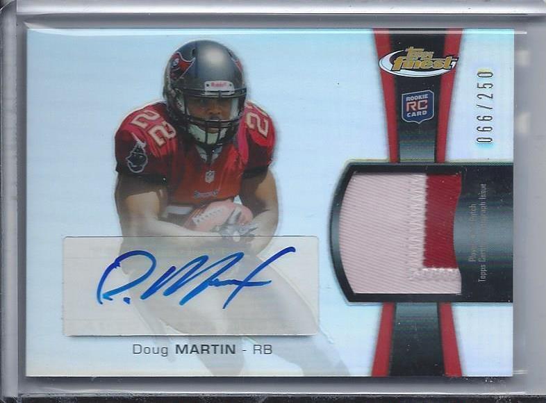 DOUG MARTIN 2012 TOPPS FINEST REFRACTOR 3 COLOR RPA 2 COLOR PATCH AUTO RC /250