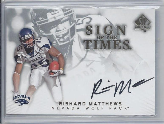 RISHARD MATTHEWS 2012 SP AUTHENTIC SIGN OF THE TIMES NEVADA ON CARD AUTO RC