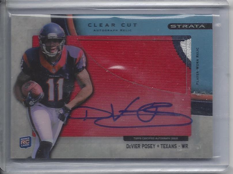 1/1 DEVIER POSEY 2012 TOPPS STRATA CLEAR CUT BLUE 3 COLOR PATCH AUTO RC #D 11/75