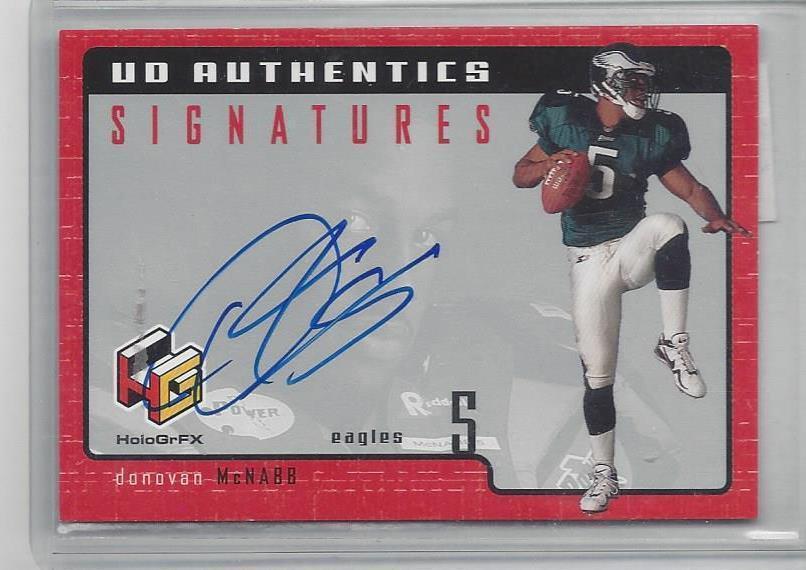 DONOVAN MCNABB 1999 UPPER DECK HOLOGRFX AUTHENTIC SIGNATURES ON CARD AUTO RC