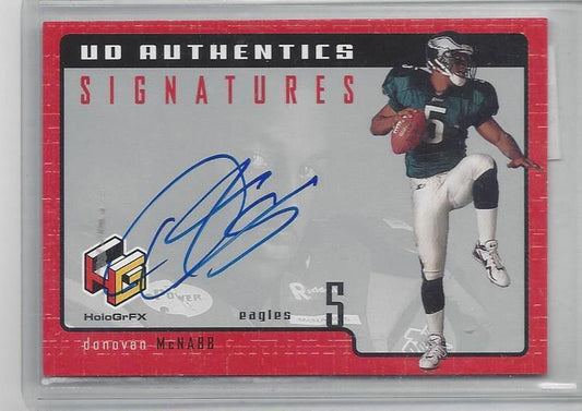 DONOVAN MCNABB 1999 UPPER DECK HOLOGRFX AUTHENTIC SIGNATURES ON CARD AUTO RC
