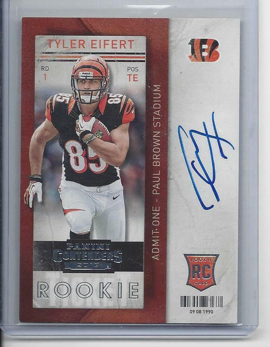 TYLER EIFERT 2013 CONTENDERS ROOKIE TICKET VARIATION ON CARD AUTO RC #237
