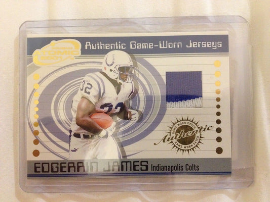 EDGERRIN JAMES 2001 PRISM ATOMIC GAME USED 2 COLOR COLTS JERSEY PATCH #32