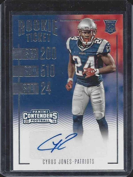 CYRUS JONES 2016 PANINI CONTENDERS PATRIOTS ROOKIE TICKET TRUE RC AUTO #126
