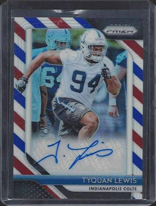 TYQUAN LEWIS 2018 PANINI PRIZM RED WHITE BLUE PRIZMS COLTS AUTO RC