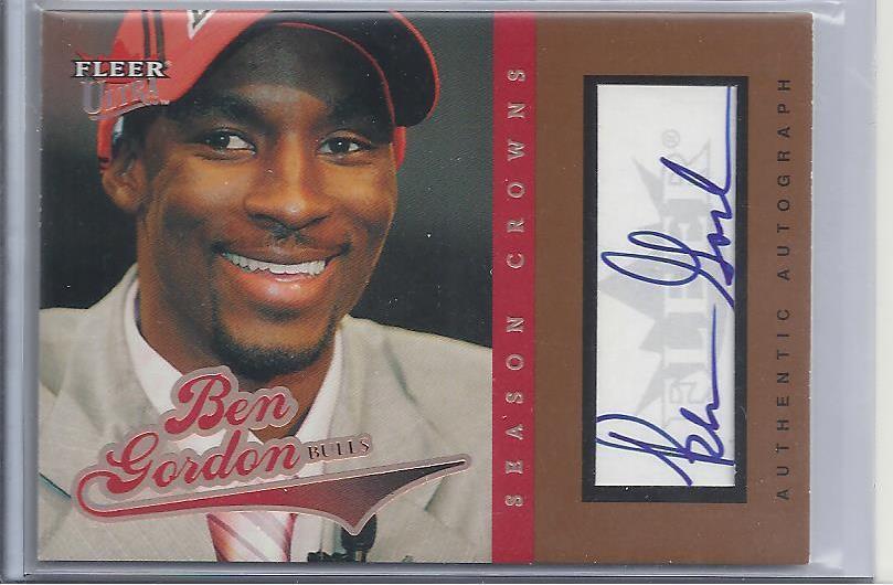 BEN GORDON 2004-05 FLEER ULTRA SEASON CROWNS BRONZE BULLS ON CARD AUTO RC