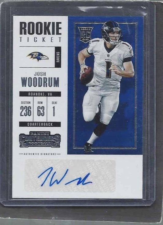JOSH WOODRUM 2017 CONTENDERS ROOKIE TICKET RAVENS AUTO RC #295