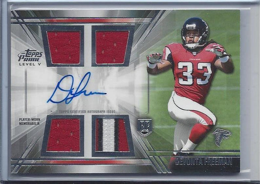 DEVONTA FREEMAN 2014 TOPPS PRIME 3 COLOR FALCONS ROOKIE PATCH JERSEY AUTO RC