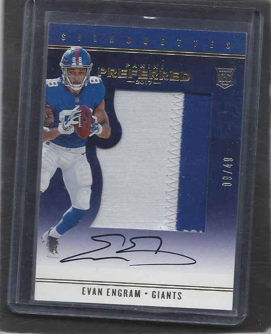 EVAN ENGRAM 2017 PANINI PREFFERED SILHOUETTES 2 COLOR PATCH AUTO RC #D 9/49
