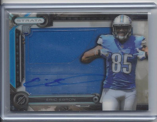ERIC EBRON 2014 TOPPS STRATA CLEAR CUT LIONS JUMBO JERSEY ON CARD AUTO RC