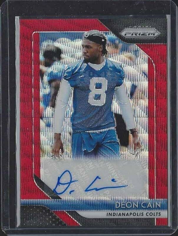 DEON CAIN 2018 PANINI PRIZM RED WAVE PRIZMS COLTS AUTO RC #D 42/199
