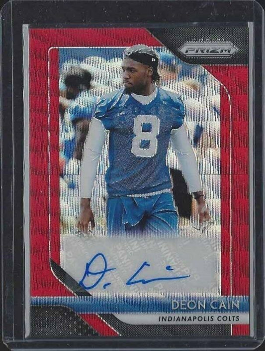 DEON CAIN 2018 PANINI PRIZM RED WAVE PRIZMS COLTS AUTO RC #D 42/199