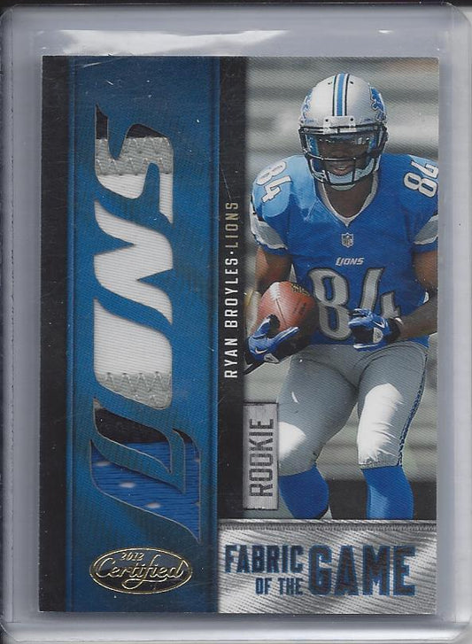 RYAN BROYLES 2012 CERTIFIED FABRIC OFTHE GAME DIE CUT JUMBO 4 COLOR PATCH RC /25