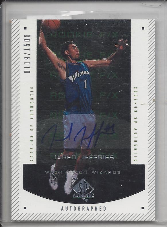 JARED JEFFRIES 2003 SP AUTHENTIC TRUE RC ON CARD AUTO RC #D 119/1500