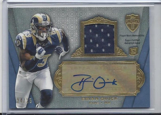 BRIAN QUICK 2012 TOPPS SUPREME RAMS JERSEY AUTO RC #D 24/25