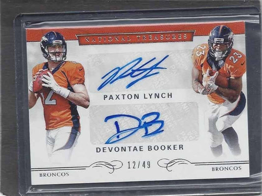 1/1 PAXTON LYNCH DEVONTAE BOOKER 2016 NATIONAL TREASURES AUTO RC #D 12/49 JSY#12