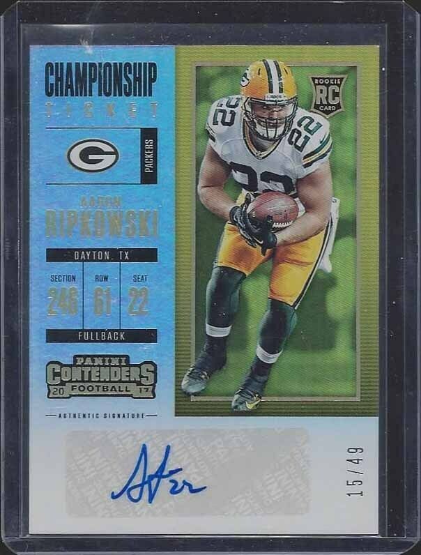 AARON RIPKOWSKI 2017 CONTENDERS CHAMPIONSHIP TICKET AUTO RC #D 15/49