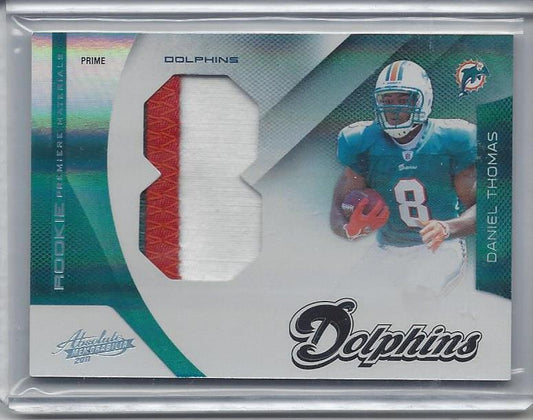DANIEL THOMAS 2011 ABSOLUTE RPM JUMBO JERSEY NUMBER 3 COLOR PATCH RC #D 3/10