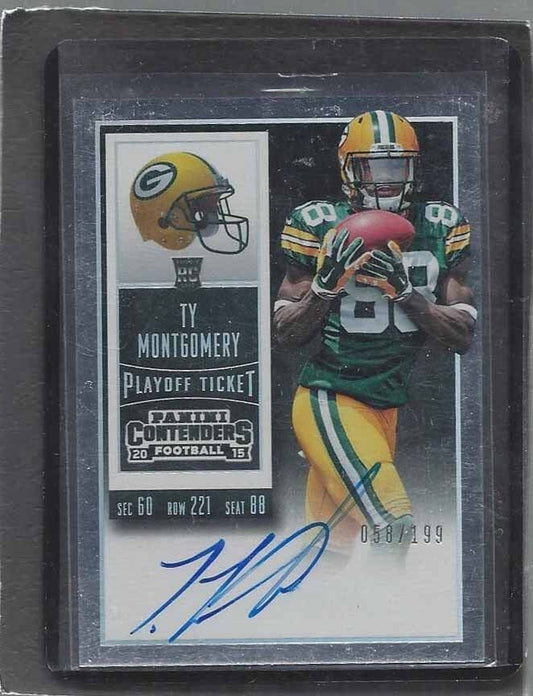 TY MONTGOMERY 2015 CONTENDERS PLAYOFF TICKET ON CARD AUTO RC #D 58/199