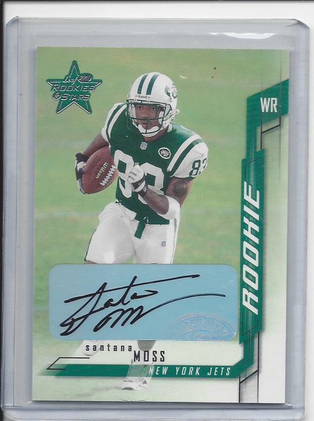 SANTANA MOSS 2001 LEAF ROOKIES & STARS ROOKIE JETS AUTO RC #228