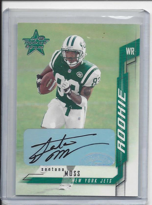 SANTANA MOSS 2001 LEAF ROOKIES & STARS ROOKIE JETS AUTO RC #228