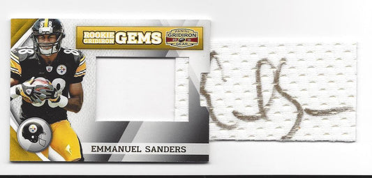 EMMANUEL SANDERS 2010 GRIDIRON GEAR ROOKIE GEMS PULLOUT JERSEY AUTO RC #D /182