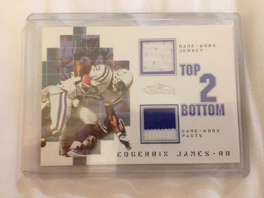 EDGERRIN JAMES 2002 FLAIR SHOWCASE TOP 2 BOTTOM DUAL 2 COLOR COLTS GU PATCH /250