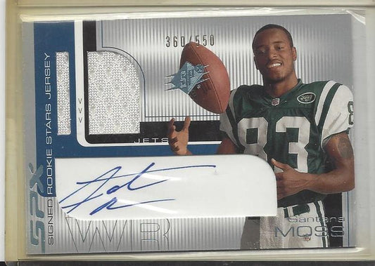 SANTANA MOSS 2001 SPX ROOKIE STARS JERSEY AUTO RC #D /550
